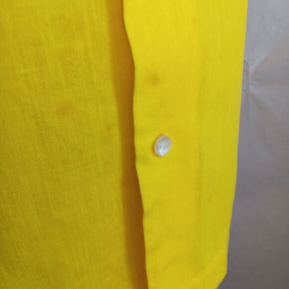 1Of1 Women's XS Vintage Yellow Button-Up Blouse Fold-Over 3/4 Sleeves Handmade - Picture 6 of 9